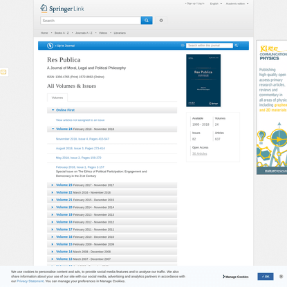 Res Publica - All Volumes & Issues - Springer