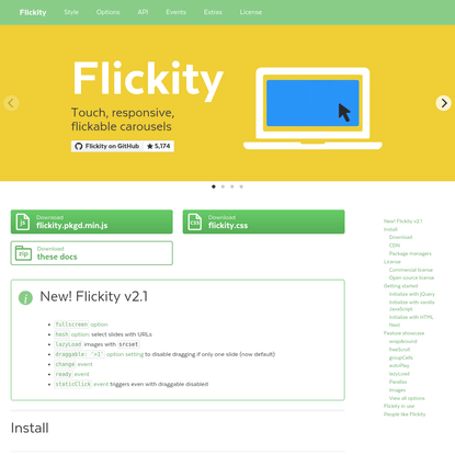 Flickity · Touch, responsive, flickable carousels