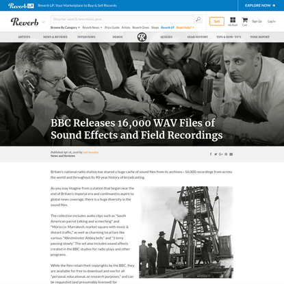 BBC Releases 16,000 WAV Files of Sound Effects and Field Recordings