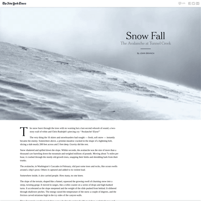 Snow Fall: The Avalanche at Tunnel Creek