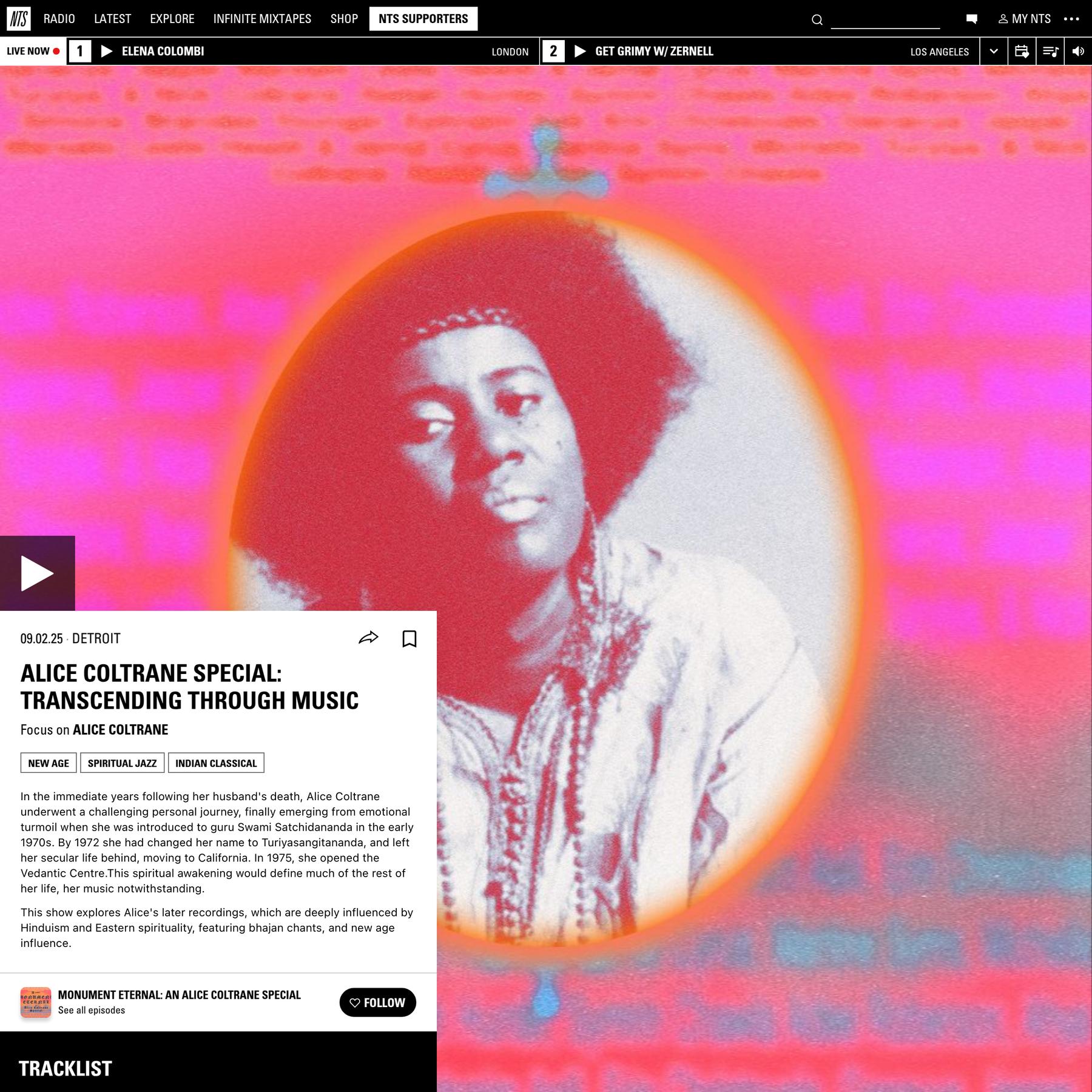 Alice Coltrane Special: Transcending Through Music 9th February 2025