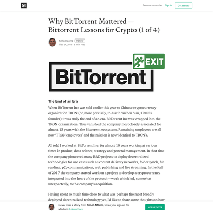 Why BitTorrent Mattered - Bittorrent Lessons for Crypto (1 of 4)