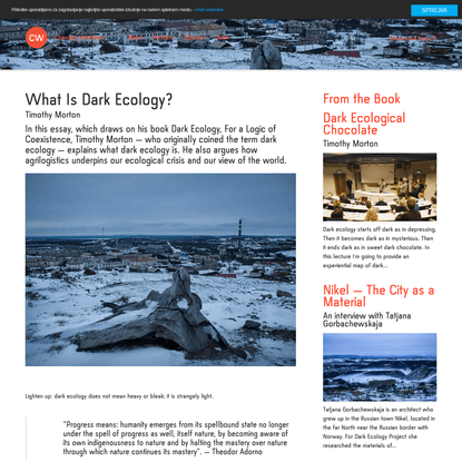 What Is Dark Ecology?