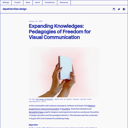 Expanding Knowledges: Pedagogies of Freedom for Visual Communication