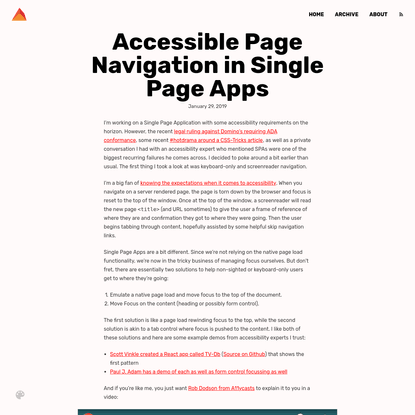 Accessible Page Navigation in Single Page Apps