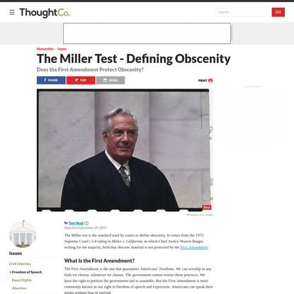 The Miller Test, Obscenity, and the First Amendment