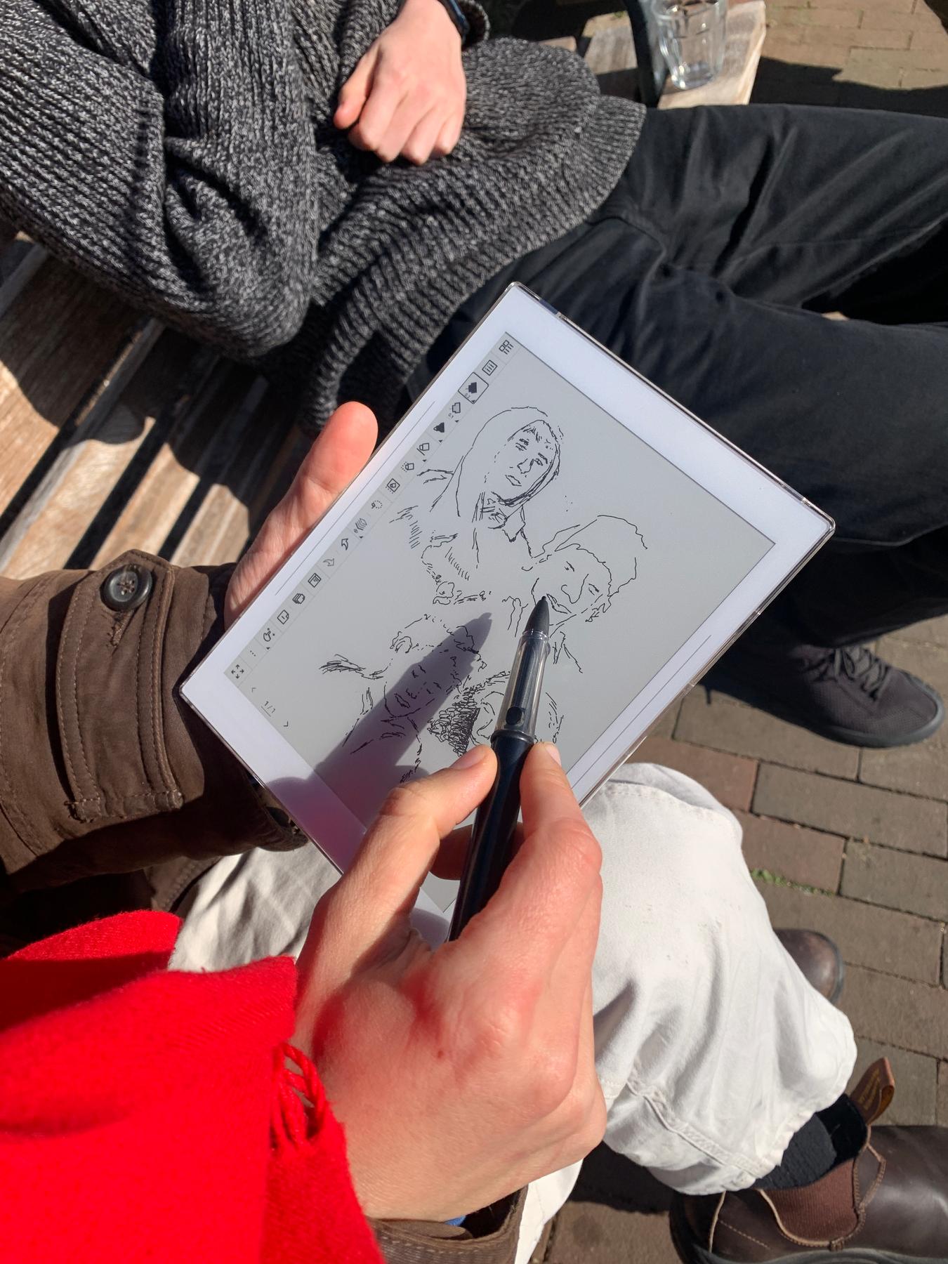 e-ink drawing on the dock