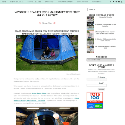 Voyager Hi Gear Eclipse 6 man family tent first set up &amp; review - Yorkshire Tots