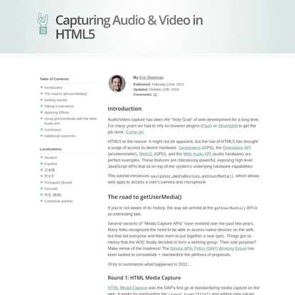 Capturing Audio &amp; Video in HTML5 - HTML5 Rocks