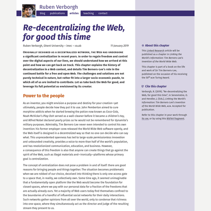Re-decentralizing the Web, for good this time | Ruben Verborgh
