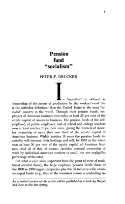 Pension Fund "Socialism"_Peter Drucker