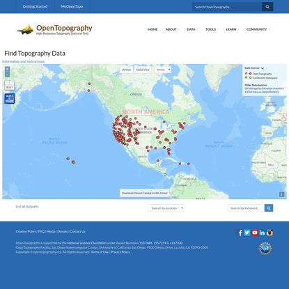 World OpenTopography LIDAR