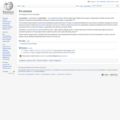 Pre-mortem - Wikipedia