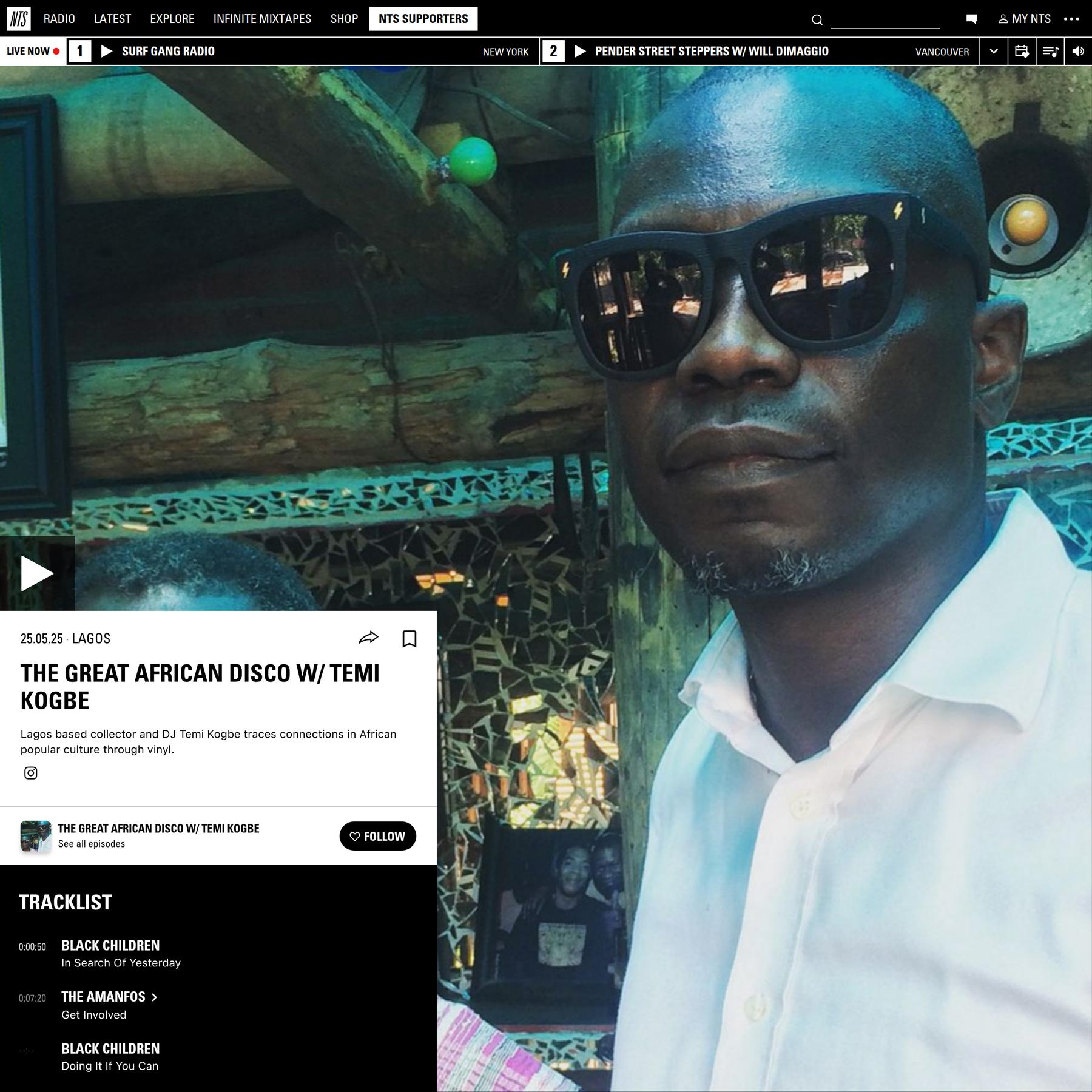 The Great African Disco w/ Temi Kogbe 25th May 2025
