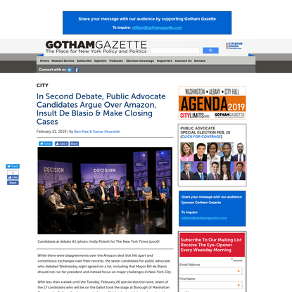 In Second Debate, Public Advocate Candidates Argue Over Amazon, Insult De Blasio &amp; Make Closing Cases