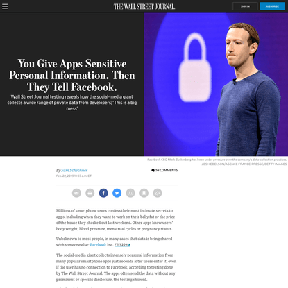 You Give Apps Sensitive Personal Information. Then They Tell Facebook. - WSJ