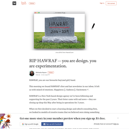 RIP HAWRAF - you are design. you are experimentation.