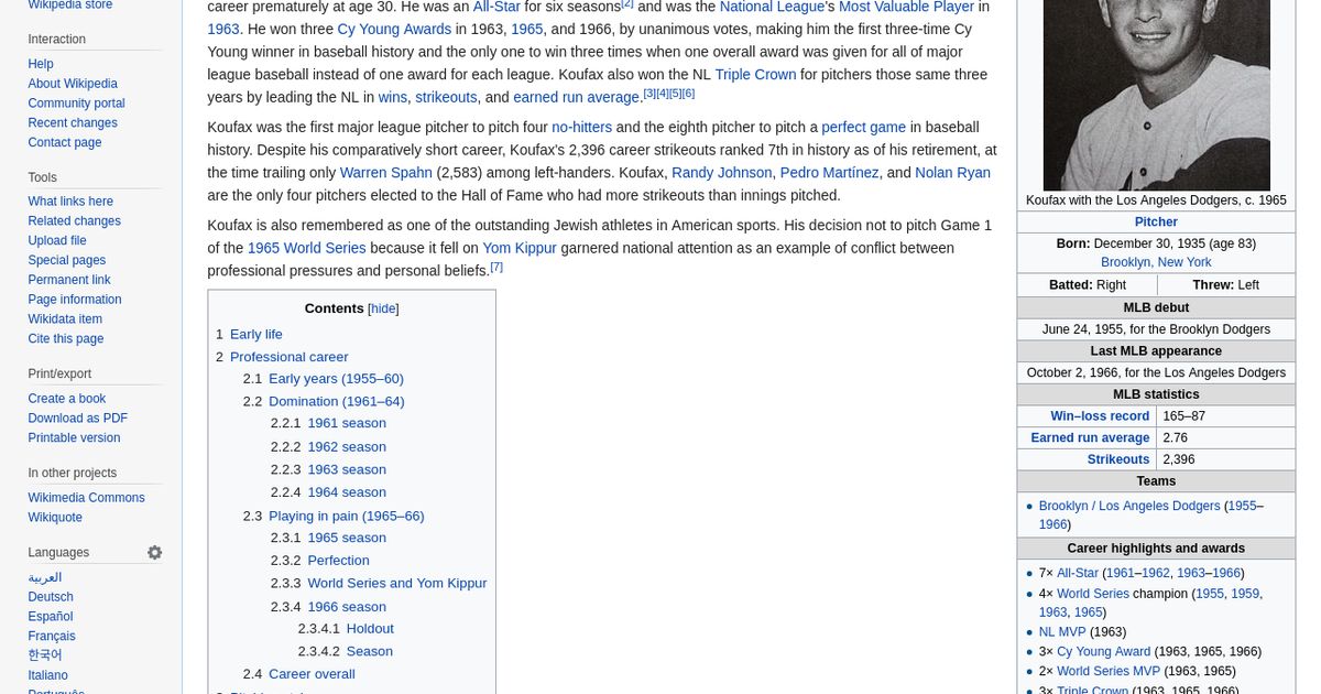Sandy Koufax - Wikipedia | Are.na