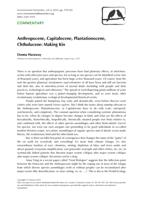Anthropocene, Capitalocene, Plantationocene, Chthulucene: Making Kin - Donna Haraway