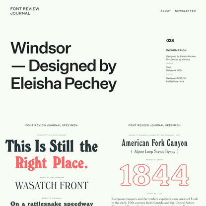 Windsor - Font Review Journal