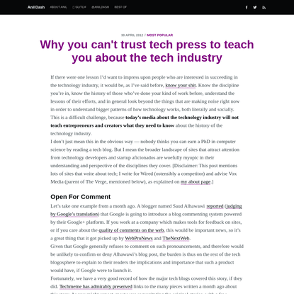 Why you can't trust tech press to teach you about the tech industry