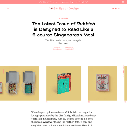 The Latest Issue of Rubbish is Designed to Read Like a 6-course Singaporean Meal