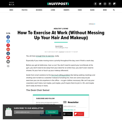 How To Exercise At Work (Without Messing Up Your Hair And Makeup)
