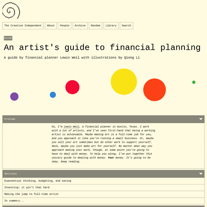 An artist's guide to financial planning