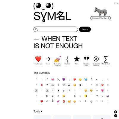 SYMBL (◕‿◕) Symbols, Emojis, Characters, Scripts, Alphabets, Hieroglyphs and the entire Unicode