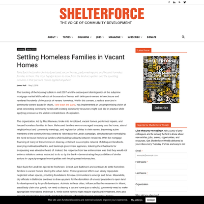 Settling Homeless Families in Vacant Homes - Shelterforce