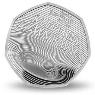 Stephen Hawking 50p coin by Edwina Ellis