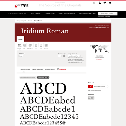Iridium® Roman Fonte - Options de mise sous licence | Linotype.com