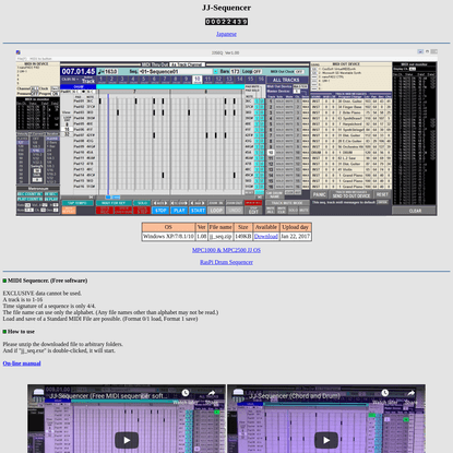 Free MIDI sequencer software "JJ Sequencer"