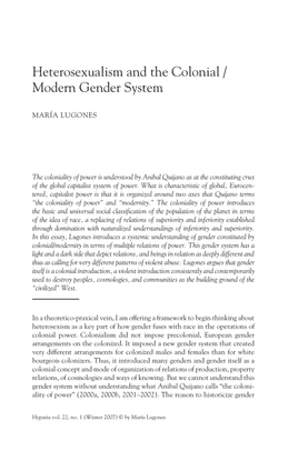 Heterosexualism and the Colonial / Modern Gender System - María LuGoneS