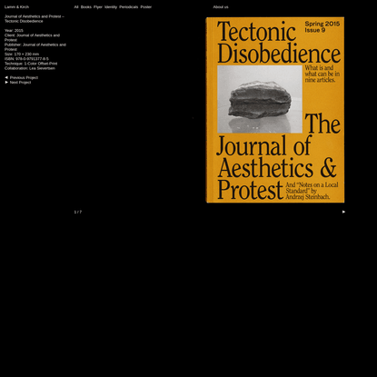 Journal of Aesthetics and Protest - Tectonic Disobedience - Lamm & Kirch