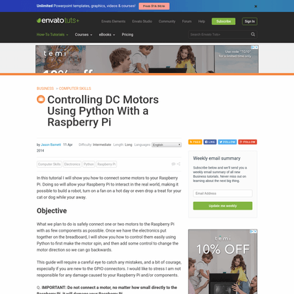 Controlling DC Motors Using Python With a Raspberry Pi