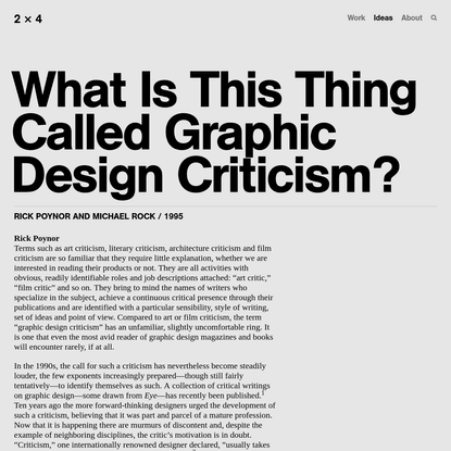 What Is This Thing Called Graphic Design Criticism? - 2x4
