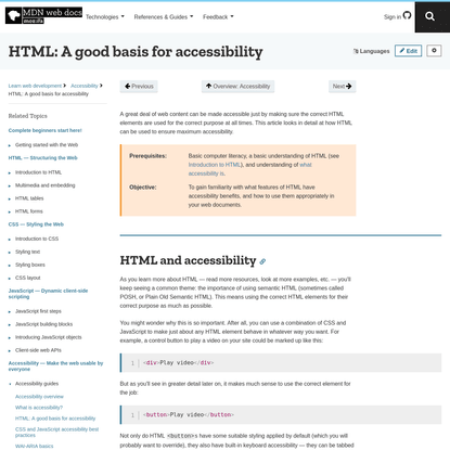HTML: A good basis for accessibility