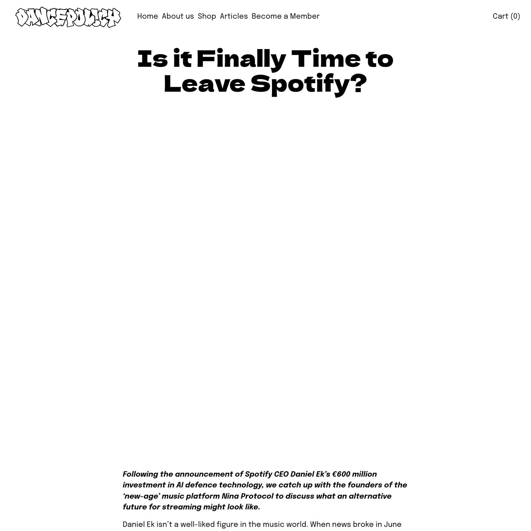 Is it Finally Time to Leave Spotify? — Dance Policy