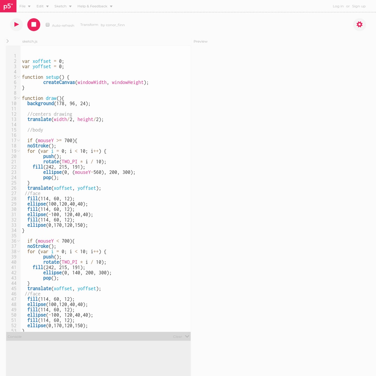 P5 js web editor are na